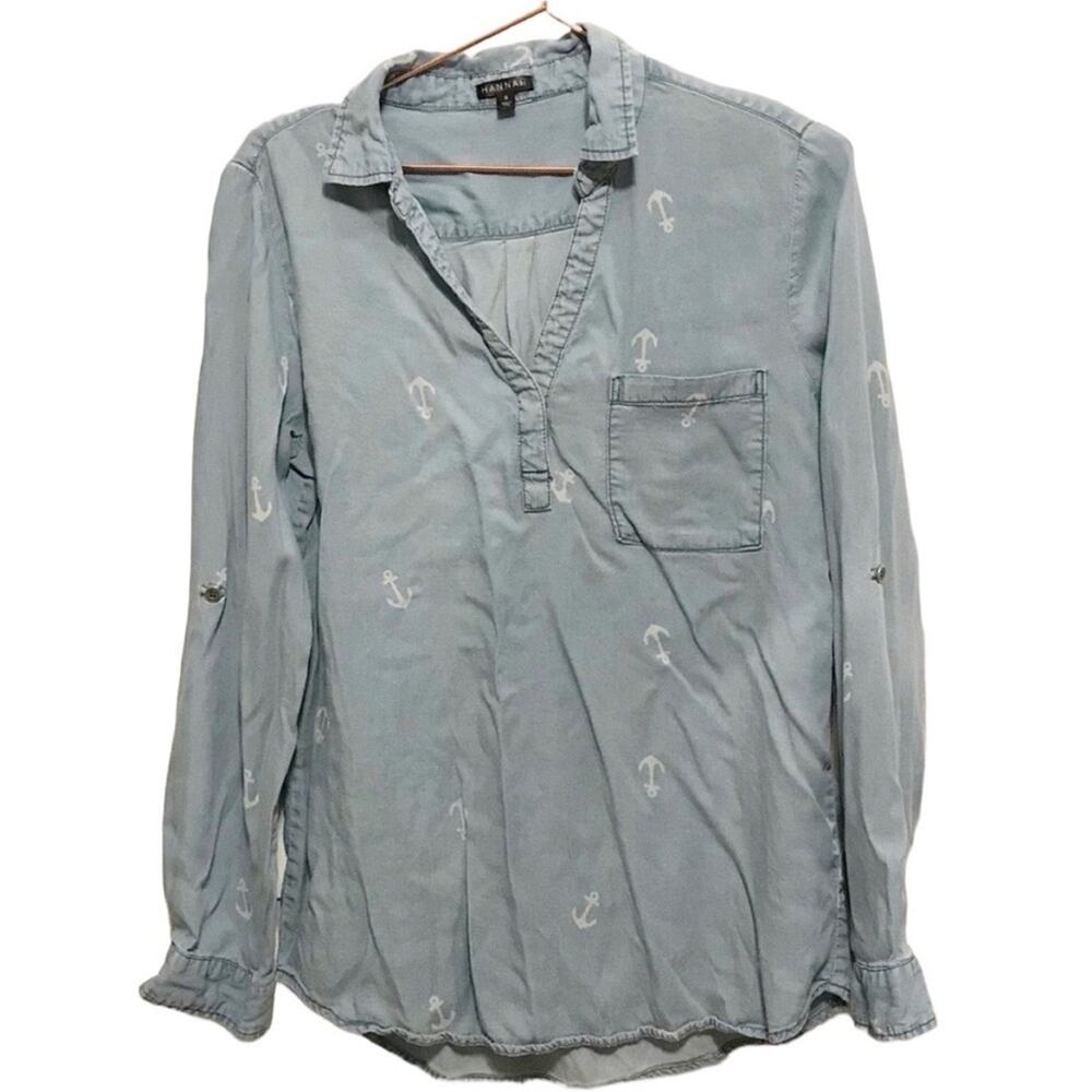 Hannah soft popover anchor nautical long sleeved top size small